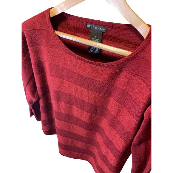 Design History Red Round Neck 3/4 Sleeve Round Hem Sweater Sz XL - Picture 4 of 8